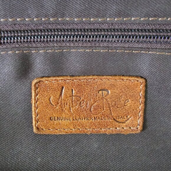 Amber Rose Brown Leather Shoulder Bag Boho Fur Flaw - Picture 14 of 16